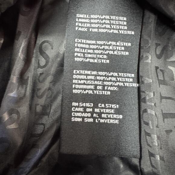 Guess Jacket Womens Small Burgundy Quilted Sherpa Collar Moto Asym Gold Zips - Picture 5 of 9